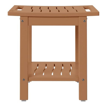 Sage HDPE Poly Plastic Waterproof Bathroom Shower Bench, Teak - color: Teak