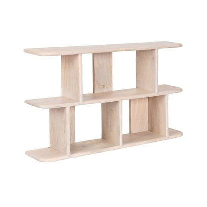 Kate and Laurel Madero Transitional Solid Wood Wall Shelf, 30 x 6 x 17, Whitewash, Modern Small Ladder Shelf for Use as Living Room Display Shelf or Over Toilet Storage Shelf - color: White