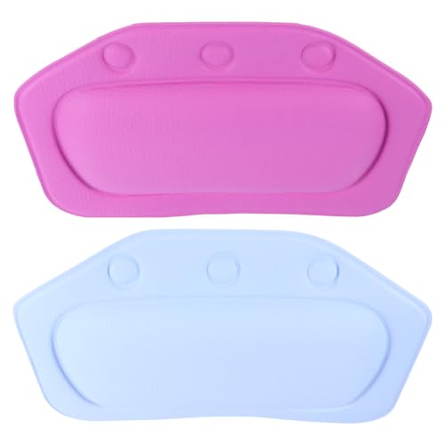 2pcs Non-Slip PVC Foam Bathtub Pillow with Strong Suction Cups, Tub Neck and Back Support Spa Cushion for Home Shower and Bath Relaxation Random Color