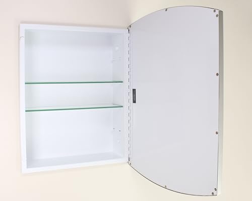 16x20 Harper Crescent Metal Framed Rectangle Recessed Bathroom Medicine Cabinet, Arced Mirror, 14x18 in-Wall Opening, Adjustable Glass Shelves, Magnet Close, Chrome - color: Chrome, size: 16x20
