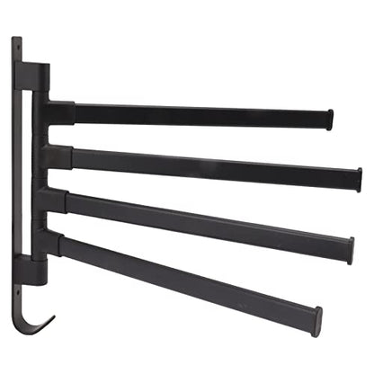 Swivel Towel Bar, 180° Rotary Aluminum Wall Mount Rack Rail with Hook Space Saving Organizer Hanging Swing Out Hanger Support for Bathroom, Hotel, Kitchen (4 Arms) - color: 4 Arms