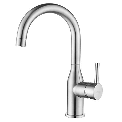 WOWOW Single Handle Bar Sink Faucet 1 Hole Bar Faucet Brushed Nickel Small Kitchen Faucet Modern Commercial Faucet for Sinks RV Sink Faucets with Water Supply Lines - color: Brushed Nickel