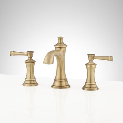 Signature Hardware 948585 Beasley 1.2 GPM Widespread Bathroom Faucet with Pop-Up Drain Assembly - Aged Brass | Includes - Pop-Up Drain Assembly - Aged Brass - color: Aged Brass