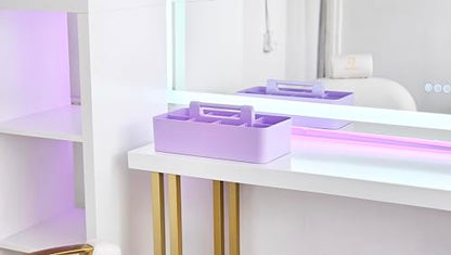 8 Compartments DIY Dividers,Large caddy, Multi Purpose, Simple, Portable, Stackable, Modern Solution for School, office, Desktop -MADE IN USA (Lavender) - color: Lavender