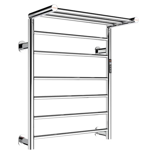 Heated Towel Rack Foldable Smart Dual-Zone APP No-Drill Chrome CA3 - color: Chrome, size: Pro-9Bar H35.43 x W21.65