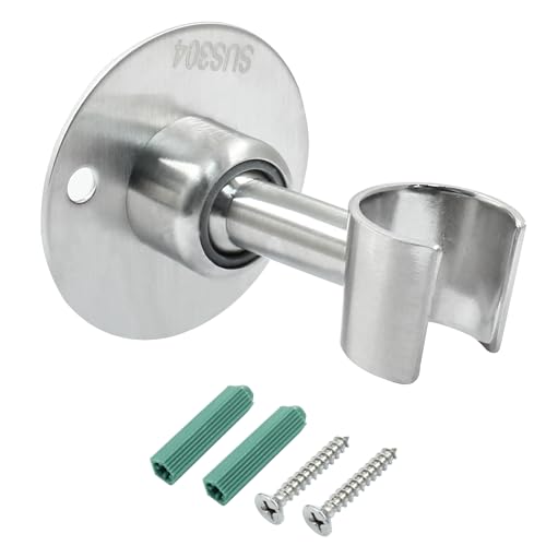 304 Stainless Steel Shower Head Holder Bracket, Brushed Nickel | 360° Adjustable, Sturdy Wall Mount, Handheld Bathroom Shower, Screw Installation
