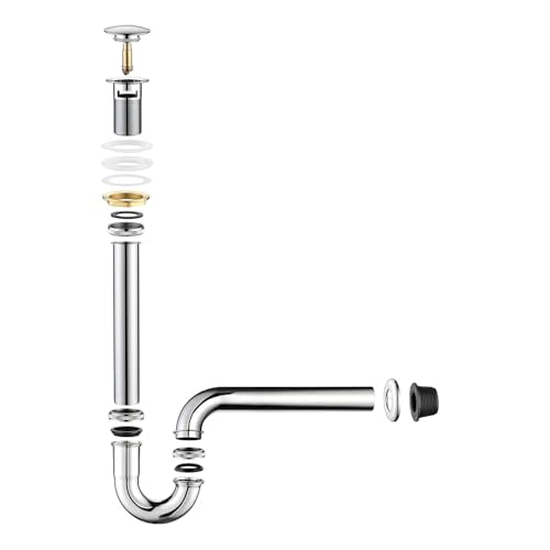 Bathroom Sink Stopper Set Bottle Trap, SUS304 1-1/4 inch Slip Inlet Drain Complete Kit, Lavatory Sink Stopper Set w/Overflow, General US/CA Standard, Polished Chrome - color: Polished Chrome