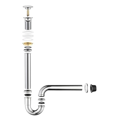 Bathroom Sink Stopper Set Bottle Trap, SUS304 1-1/4 inch Slip Inlet Drain Complete Kit, Lavatory Sink Stopper Set w/Overflow, General US/CA Standard, Polished Chrome - color: Polished Chrome