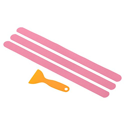 PATIKIL Non Slip Bathtub Stickers 15 x 0.8 Inch, 12 Pack Safety Shower Treads Adhesive Decal Square with Scraper for Stairs Tub Shower, Pink - color: Pink, size: 15 x 0.8"