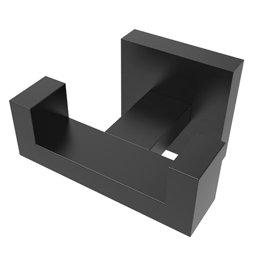 Ruacq Double Towel Hooks for Bathroom Wall Mounted, Matte Black, 1 Pack | Heavy Duty 304 Stainless Steel Hand Towel Hanger, Coat Robe Hook Holder for Kitchen Entryway Hotel, Square Base, Rustproof - color: Matte Black