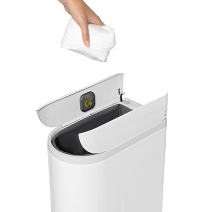 simplehuman Butterfly Step Can, 18L / 4.8 Gallon Trash Can with Upgraded Odor Control for Bedrooms, Bathrooms, Nurseries, 150,000-Step Pedal, Lid Shox® Silent Close, White Steel - size: 18 liter Diaper Can