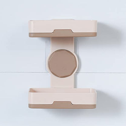 Soap Holder, PEFWO Strong Adhesive Double Layer Soap Dish, Removable Drill-Free Shower Soap Holder for Shower, Bathroom, Bathtub, Kitchen (Beige) - color: Beige