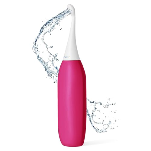 HappyPo The Original XL Butt Shower - Portable Bidet with 50% More Volume - The Easy-Bidet 2.0 Replaces Wet Wipes and Shower Toilet - Portable Bum Spray for Travel - Raspberry - color: Raspberry, size: Extra Large (480 ml)