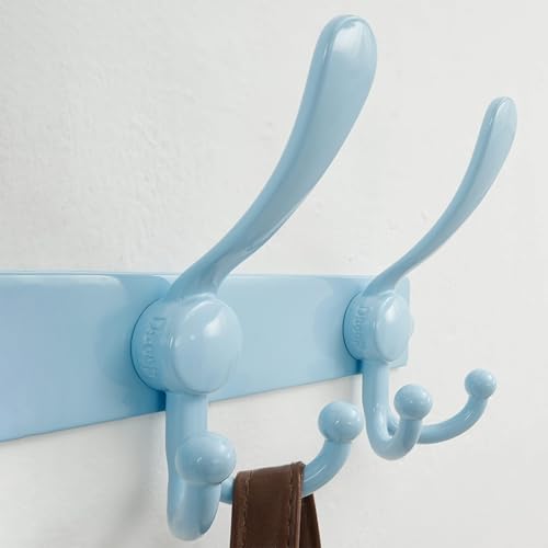 Coat Rack Wall Mount, Heavy Duty 12-Gauge Base vs Flimsy 1mm, Double-Thick Solid Anti-Snap Hooks, 16” Stud-Mount, Stainless Steel Hanger for Clothes Hat Entryway Closet Mudroom, Blue - color: Blue, size: L=17" (1pcs)