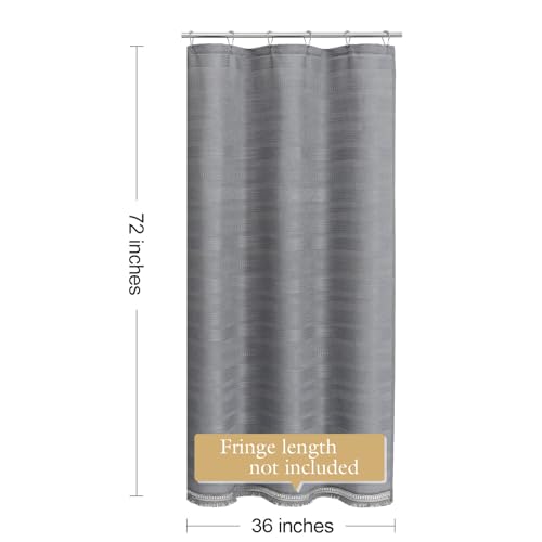 Small Stall Boho Farmhouse Shower Curtain with Tassel, Linen Bohemian French Country Chic Bathroom Shower Curtain Set, Modern Striped Textured Shower Curtain 36x72 - Light Grey - color: Lightgrey, size: 36"W x 72"L (Pack of 1)