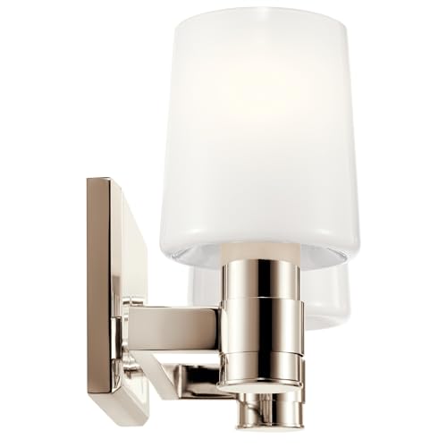 Kichler Adani 2-Light Bathroom Vanity Light, Polished Nickel | Modern vanity light with opal glass for bathrooms and powder rooms (14.5" x 8.25"), 55175PN - color: Polished Nickel, size: 14.5"