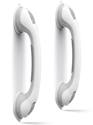 AirTight® Grab Bars for Bathtubs and Showers, (2pack) 16Inch Shower Handle Elderly Suction Bathroom Safety Seniors - color: Gray, size: 16.9 Inch (Pack of 2)