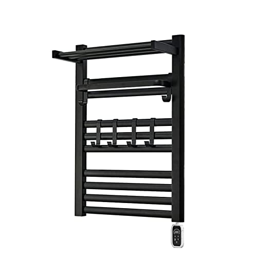 Towel Warmer Wall Mount, Heated Towel Rack with Built-in Timer 12 Bars Electric Matte Black Stainless Steel Heated Towel Warmer for Bathroom, Hot Plug-in Bath Towel Heater Brushed Nickel