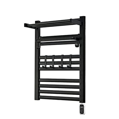 Towel Warmer Wall Mount, Heated Towel Rack with Built-in Timer 12 Bars Electric Matte Black Stainless Steel Heated Towel Warmer for Bathroom, Hot Plug-in Bath Towel Heater Brushed Nickel