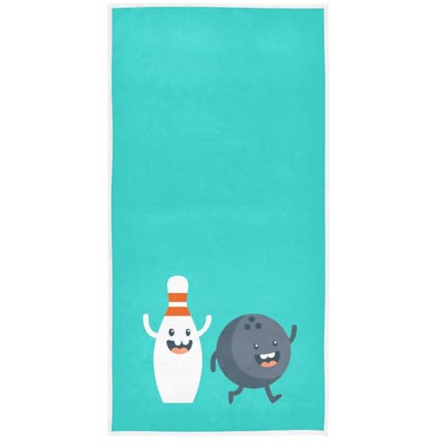 Naanle Cartoon Funny Bowling Ball and Pin Print Soft Absorbent Guest Hand Towels for Bathroom, Hotel, Gym and Spa (16 x 30 Inches) - color: Bowling Balls