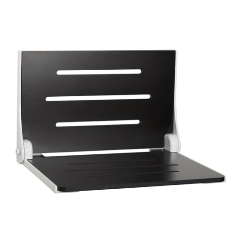 Seachrome Silhouette Folding Wall Mount Shower Bench Seat, Black Seat with White Frame - color: Matte Black Seat With White Frame