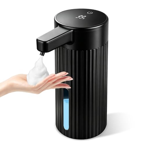 Automatic Foaming Soap Dispenser Touchless, USB Rechargeable Hand Soap Dispenser, 4-Level Adjustable, 14.2oz/420mL, IPX5, Compatible with Thick Thin Dish Soap for Bathroom Kitchen Accessories, Black - color: Black, size: Foam