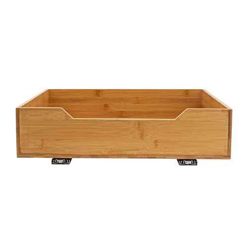 Household Essentials Glidez Bamboo and Steel Pull-Out/Slide-Out Storage Organizer for Under Cabinet Use - 1-Tier Design - Fits Standard Size Cabinet or Shelf, Natural - size: 20", style: Single Tier