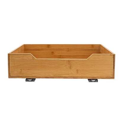 Household Essentials Glidez Bamboo and Steel Pull-Out/Slide-Out Storage Organizer for Under Cabinet Use - 1-Tier Design - Fits Standard Size Cabinet or Shelf, Natural - size: 20", style: Single Tier