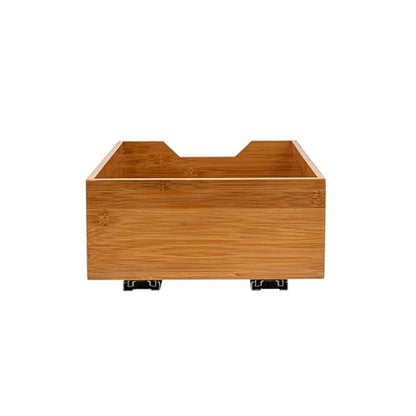 Household Essentials Glidez Bamboo and Steel Pull-Out/Slide-Out Storage Organizer for Under Cabinet Use - 1-Tier Design - Fits Standard Size Cabinet or Shelf, Natural - size: 11", style: Single Tier
