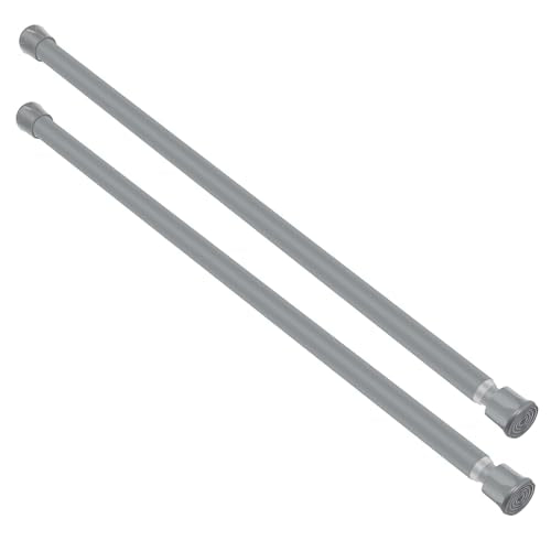 Cupboard Bars Spring Tension Rod, Adjustable 16-28 Inches, No Drilling Small Tension Shower Curtain Rod Ideal for Small Windows, Lockers, Kitchen，Wardrobes 2PC-13TD16-28GRx2 - color: Silver grey, size: 16"-28" 2pcs