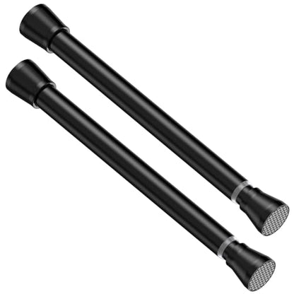 Tension Rod 16 to 26 Inch Adjustable Curtain Rod No Drilling Black Tension Curtain Rod Spring Tension Curtain Rod for Bookshelf Diy Projects Kitchen Cupboard Bathroom Wardrobe 2PCS - color: Black, size: 16-26 inch 2pcs