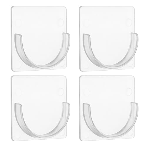 uxcell 4 Pack Shower Rod Holder, 1.61 Inch Adhesive Shower Curtain Rod Holder No Drilling Shower Rod Holders for Bathroom Bedroom, Clear(Rod Not Included) - size: 1.61 Inch