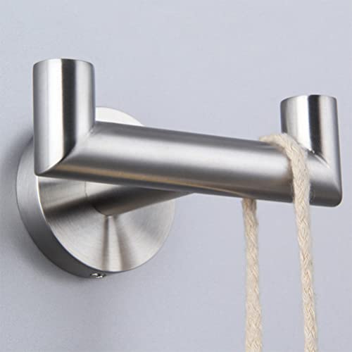 iplusmile Heavy Duty Stainless Steel Double Towel Hook Wall-Mounted Robe Hanger for Bathroom and -Saving Design and Towel Holder