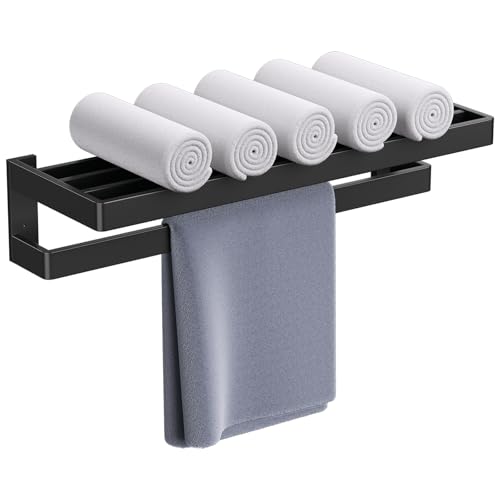 Matte Black Towel Rack 23.6-inch Towel Bar Double Towel Holder Stainless Steel Bathroom Hardware Accessories Set - color: Matte Black, size: 23.6inch