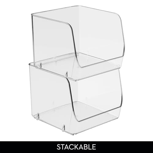 iDesign Stackable Open-Front Storage Bins, Set of 3, Clear | Kitchen and Pantry Organization - style: Pack of 3
