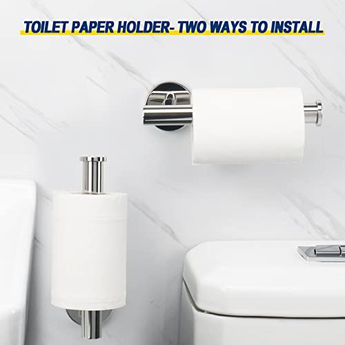 NearMoon Bath Toilet Paper Holder+ Hand Towel Holder, 2 Pieces Bathroom Hardware Set- Premium 304 Stainless Steel Toilet Roll Holder and Towel Rack Wall Mounted for Bathroom/Kitchen (Chrome Finish) - color: Chrome Finish