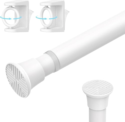White Tension Rod 16-38Inch Small Tension Curtain Rods for Windows Adjustable Curtain Rods No Drilling Spring Rod Short Tension Rods for Doorway,Closet,Kitchen,Window - color: White, size: 16" to 38"-1Pcs