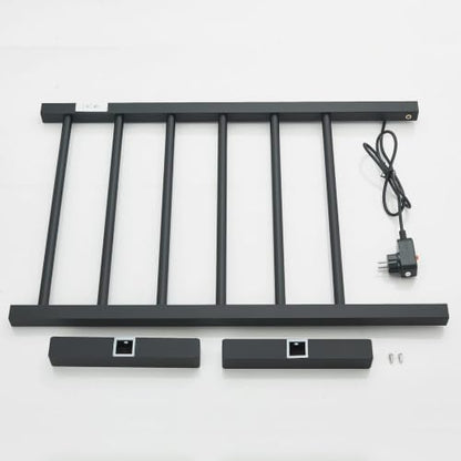 Freestanding Heated Towel Rack Matte Black | 6 Bars Electric Towel Warmer with Digital Timer Control Wall Mount & Floor Standing 2 in 1 Towel Drying Rack for Bathroom - size: 53*80