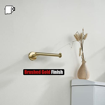 JQK Gold Toilet Paper Holder, 5 Inch Tissue Paper Dispenser, 304 Stainless Steel Thick 0.8mm Wall Mount, Brushed Brass, 2 Pack, TPH120-BG-P2 - color: Gold, size: Knob(2 Pack)