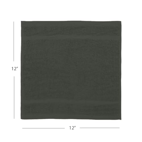 Avalon Towels Gray Washcloths Bulk Pack of 36 (12x12 inches) - 100% Cotton Washcloths & Face Towels - Highly Absorbent & Soft Wash Cloths for Showering, Wash Rags for Body & Face Cloths - color: Grey