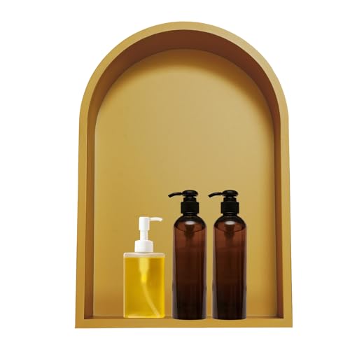 Recessed Arched Shower Niche, 12" X 18" Stainless Steel Shower Niche, Stainless Steel Bathroom Shelf, NO Tile Needed Bathroom Storage for Shower Wall (Gold) - color: Gold