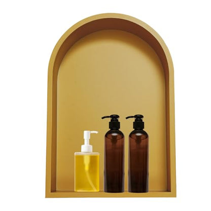 Recessed Arched Shower Niche, 12" X 18" Stainless Steel Shower Niche, Stainless Steel Bathroom Shelf, NO Tile Needed Bathroom Storage for Shower Wall (Gold) - color: Gold