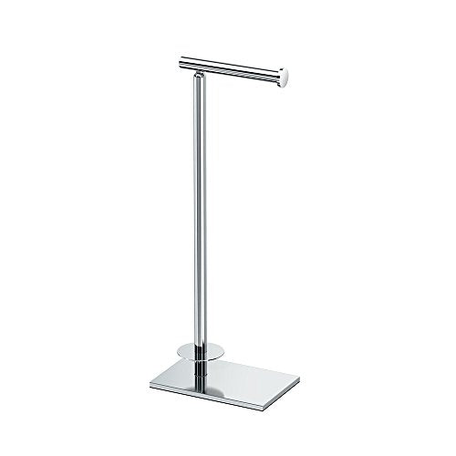 Gatco 1443C Modern Square Base Toilet Paper Holder Stand with Storage, Chrome, 21.13"H - color: Chrome