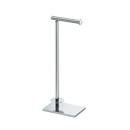 Gatco 1443C Modern Square Base Toilet Paper Holder Stand with Storage, Chrome, 21.13"H - color: Chrome