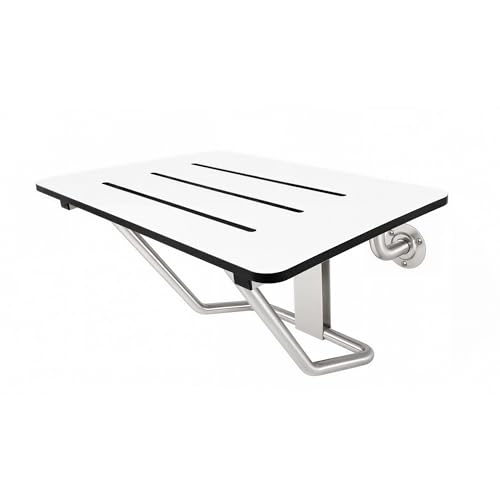 Phenolic Folding Shower Seat, White, 400 lb, 18 in x 16 in | Handicap Shower Bench Seating for the Elderly and Disabled, ADA Compliant Foldable Bath Seat, Heavy Duty Steel Frame, 400 lbs