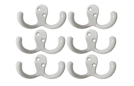 Premium Double Robe Hook, 2-3/4", Zinc Die Cast, Matte White, 6 Pack, Made in Taiwan - size: 6pack-Matte White