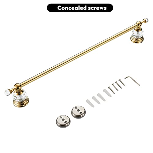 WINCASE Gold Towel Bar, Adjustable Crystal Towel Holder, Golden Finished Bathroom Single Towel Racks Rail Wall Mounted - color: Gold a Towel Bar