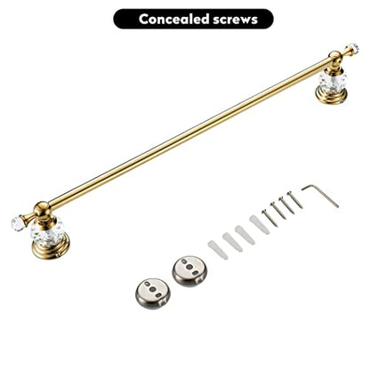 WINCASE Gold Towel Bar, Adjustable Crystal Towel Holder, Golden Finished Bathroom Single Towel Racks Rail Wall Mounted - color: Gold a Towel Bar