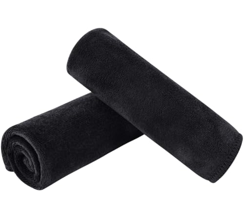 Microfiber Facial Cloths Fast Drying Washcloth 12inch x 12inch Absorbent Face Wash Cloth Soft Makeup Remover Cloths - color: Black-1, size: 1 Count (Pack of 2)