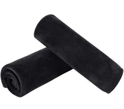 Microfiber Facial Cloths Fast Drying Washcloth 12inch x 12inch Absorbent Face Wash Cloth Soft Makeup Remover Cloths - color: Black-1, size: 1 Count (Pack of 2)